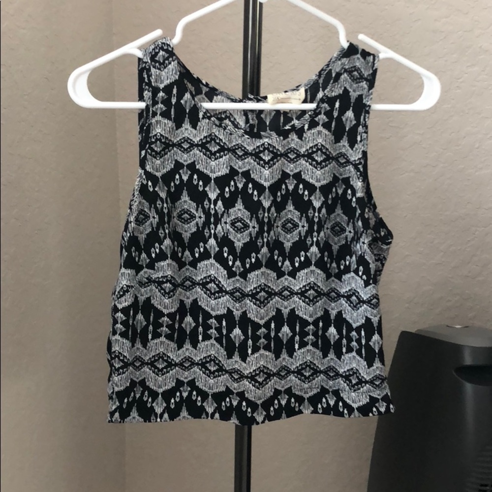 LA Hearts Black & White Cropped Blouse